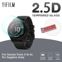 2Pack For Garmin Fenix 6 6s 6x Pro Sapphire Solar GPS Watch Screen Protective Film 2.5D Clear Tempered Glass Screen Protector