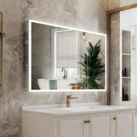 Bathroom cabinet, 48 "X 30" wall mounted, with defogging mirror, LED 3x mirror surface, dimmer, and socket bathroom cabinet