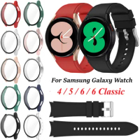 Case+Band for Samsung Galaxy Watch 4/5/6 40mm 44mm Screen Protector PC Hard Cover+Strap for Watch 4/6 Classic 42mm46mm 43mm 47mm