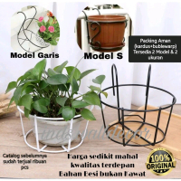[BESI KOKOH BUKAN KAWAT & DIAMETER BAWAH LEBIH LEBAR]- Rak Pot Bunga Balkon Besi Gantung Pagar 2 Mod
