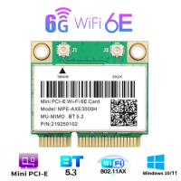 WiFi 6E AX210HMW Mini PCI-E Wifi Card Intel AX210 5374Mbps Bluetooth 5.3 802.11ax 2.4G/5G/6Ghz Wireless Adapter For Laptop