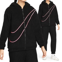 Nike NSW 女 黑 刺繡 LOGO 寬鬆 保暖 毛毛 連帽 外套 長袖 FZ6536-010