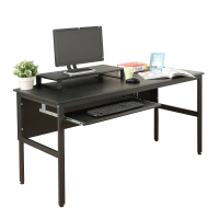 【DFhouse】頂楓150公分電腦辦公桌+一鍵盤+桌上架-黑橡木色