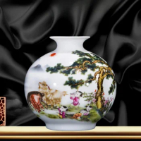 Jingdezhen Porcelain Pomegranate Vase Home Decoration Flower Arrangement Chinese Style Living Room Porcelain Craft Vase