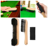 1 Set Pool Table Rail Brush with Wooden Handle Billiard Pool Soft Bristles Reusable Table Cleaning Brush Kit for Pool Table