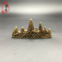 古玩古董銅器擺件山形觀景銅擺件小筆架壓尺筷子刀插擺件純銅復古