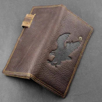 Men's Genuine Leather Bifold Zipper Wallet Eagle Stylish Business Clutch Purse