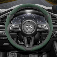[HOT BNMK BTG 517 ] Suitable for Mazda Anti-Slip Buckle Segmented Suede Steering Wheel Cover Suitabl