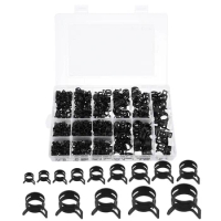 420Pcs 6-19mm Spring Hose Clamp Action Fuel/Silicone Vacuum Hose Pipe Clamp Low Pressure Air Clip Clamp Assortment Kits