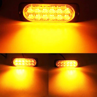 1pcs 12 Led Strobe Warning Light Strobe Grille Flashing Lightbar Truck Car Beacon Lamp Amber Traffic Light 12V 24V Car Light