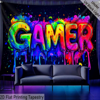 2D Flat, [2D Flat Printing]1pcs Ultra Large Size Gamer Punk Style Game Room Graffiti Tapestry- Under
