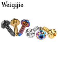 Weiqijie 4PCS Titanium Bolt M5x20MM Self-Tapping Button Hex Head Screws Bolt for Motorcycle Bike Car
