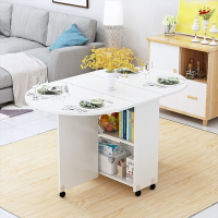 簡易圓形折疊餐桌戶型家用可移動帶輪長方形簡約多功能吃飯