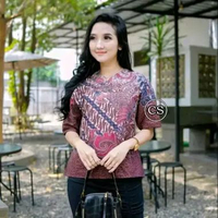 Batik Batu alam--BAJU BATIK WANITA ATASAN NEW FASHION MODIS CANTIK M batik batu alam