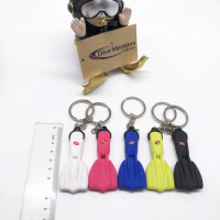 Diver Gift Mini KeyChain with Scuba Fin Flipper Diving Tank Style Keyring Key Chain For Dive