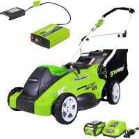 Greenworks 40V 16" Cordless Electric Lawn Mower + 40V (300W) Power Inverter, 4.0Ah Battery and Charger Included lawnmower