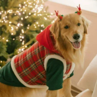 Big Dog Christmas Clothes Winter Golden Hair Huskies Labrador Medium and Large Dog New Year Cotton Clothes Vest