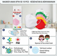 Masker Anak KF94 Earloop 5Ply Warna Warni Isi 10 Pcs Sekolah Anak Kecil Remaja Perempuan Laki Laki T
