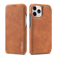 5 Colors For Apple iPhone 11 12 13 14 15 Pro Max Plus Mini Leather Flip Phone Cover Case Card Holder + Magnetic Close Kickstand