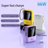 20000mAh Power Bank with Built-in Cable 66W Ultra-fast Charging Power Bank Waterproof Portable Suitable for Iphone Huawei Xiaomi