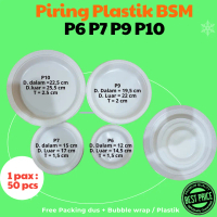 Piring Plastik  P6 P7 P9 P10 isi 50 pcs piring sekali pakai pesta Putih