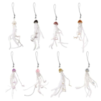 Jellyfish Fringe Pendant Keyring Colorful Keychain Stylish Key Ornament