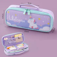 Large Capacity Pencil Case Unicorn Cute Students Pencil Cases Stationery Kawaii School Supplies Lovely Big Pen Case Bag Box