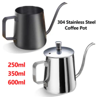 304 Stainless Steel Coffee Pot Long Narrow Spout Drip Kettle Manual Pour Over Coffee Maker Tea Pot 250ml/350ml/600ml with Lid