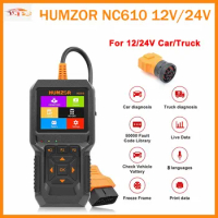 HUMZOR NC610 Code Reader 12/24V Car Truck J1939 OBD2 OBD 2 Auto Scanner Tool OBDII Car Diagnostic Tool Battery Analysis PK NC601