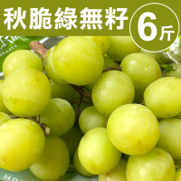 【甜露露】秘魯秋脆綠無籽葡萄6斤x1箱(6斤±10%)