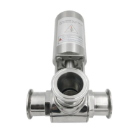 Pneumatic 3-Way Ball Valve Stainless Steel SS304 Tri Clamp Air Ball Valve Pneumatic Three-way Valve Quick Install T-type/L-type