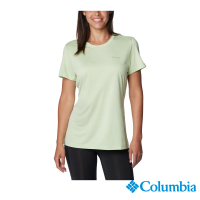【Columbia 哥倫比亞】女款-Columbia Hike™快排短袖上衣-嫩綠色(UAK98050LM/IS)