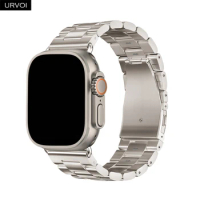 URVOI link bracelet for Apple Watch Ultra 2 Series 9 8 7 6 SE54 3 rows for iWatch full Titanium strap 49mm metal release button