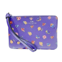 COACH 紫色繽紛花朵PVC材質手拿包