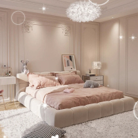 B&amp;B意式極簡baxter 主臥布藝雙人床現代簡約臥室1.5米1.8米婚床
