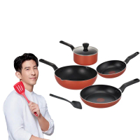 【Tefal 特福】MOMO獨家 波爾多系列鈦塗層不沾鍋4鍋6件組(26cm炒鍋、20cm/24cm平底鍋、18cm湯鍋含蓋+鍋鏟)