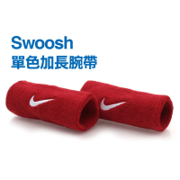 【NIKE】SWOOSH 加長型 運動腕帶-籃球 網球 排羽球 一雙入 紅白(NNN05601OS)