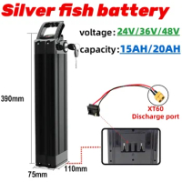 48V/36V/24V E-bike Silver fish battery 15/20Ah XT60-port lower discharge 18650 Li-ion Battery Suitable for E-bike E-motorcycle