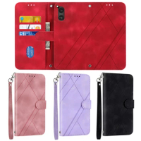 Retro Wallet Leather Phones Cases For Samsung Galaxy A12 A32 A42 A52 A22 A25 Case 3D Line Geometric Card Slot Flip Cover Coque