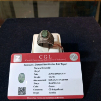 Zambian Emerald Beryl / Zambrud 1,52 crt Memo CGL Lab bukan sapphire