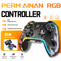 Gamepad gaming RGB dengan kontroler Bluetooth 5.0, kompatibel dengan kontroler PC iOS dan Android, s