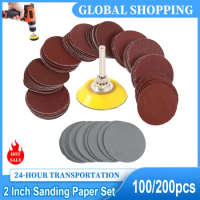 100/200pcs 2inch 1/4 Inch Sanding Discs Disk 80-3000 Grit Abrasive Polishing Pad Kit for Dremel Rotary Tool Sandpapers Set Acces