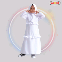 Terbaru Gamis set SALMA putih+Jilbab katun