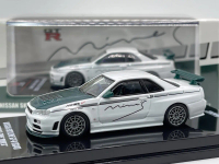 Inno64 Nissan Skyline GTR R34 Nismo R Tune Mine's With Green Carbon