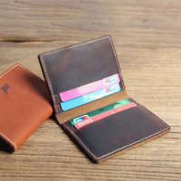 Designer Leather Mens Card Holder Wallet Genuine Leather Card Case Wallet Mini Thin Men Genuine Leather Card Wallet