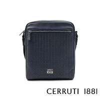 【Cerruti 1881】限量2折 義大利頂級小牛皮肩背包斜背包 全新專櫃展示品(黑色 CEBO06545M)