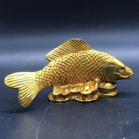 古玩古董雜項收藏仿古大清乾隆年製鎏金鯉魚擺件特價