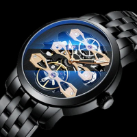 AILANG genuine watch men's automatic mechanical watch hollow waterproof new steel belt business men's watch