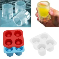 4 Even Ice Cup Mold Cylindrical Water Cup Coke Ice Cube Maker Popsicle Ice Cream Tools Succulent Potted Plant Silicone Mold