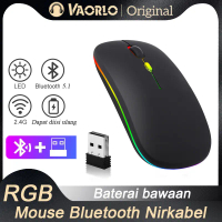 (COD)VAORLO Nirkabel Bluetooth 5.1 Mouse Mute Dapat Dibebankan Mouse 1600DPI Gaming Mouse Dengan Lam